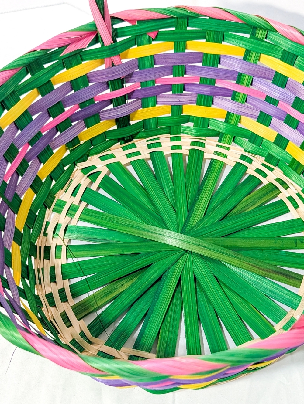 Bright Multi-Color Woven Spring/Easter Basket - Picture 8 of 12